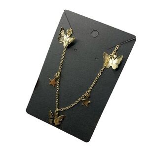 Gold star and butterfly necklace